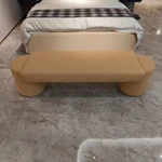 Minimalist Beige Fabric Upholstered Bed Bench